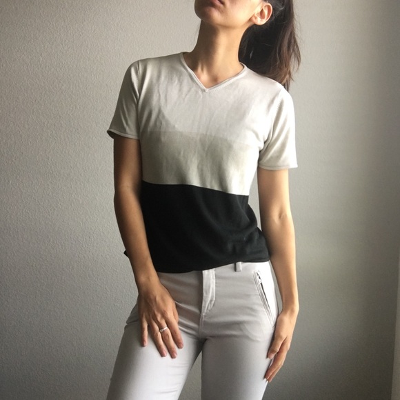 August silk Tri color cotton t shirt top sz medium - Picture 3 of 7